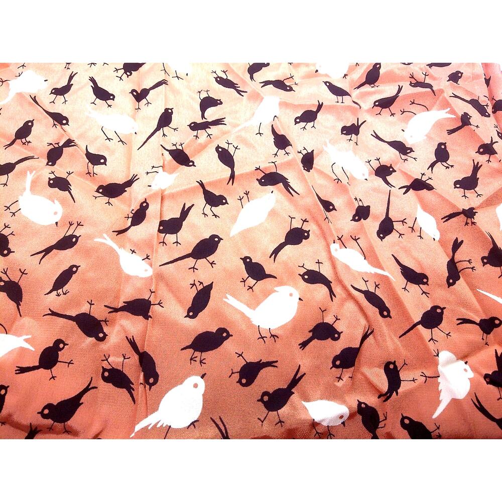 Vintage Whimsical Songbird Chickadee Fabric Remnant 2.3 Yards